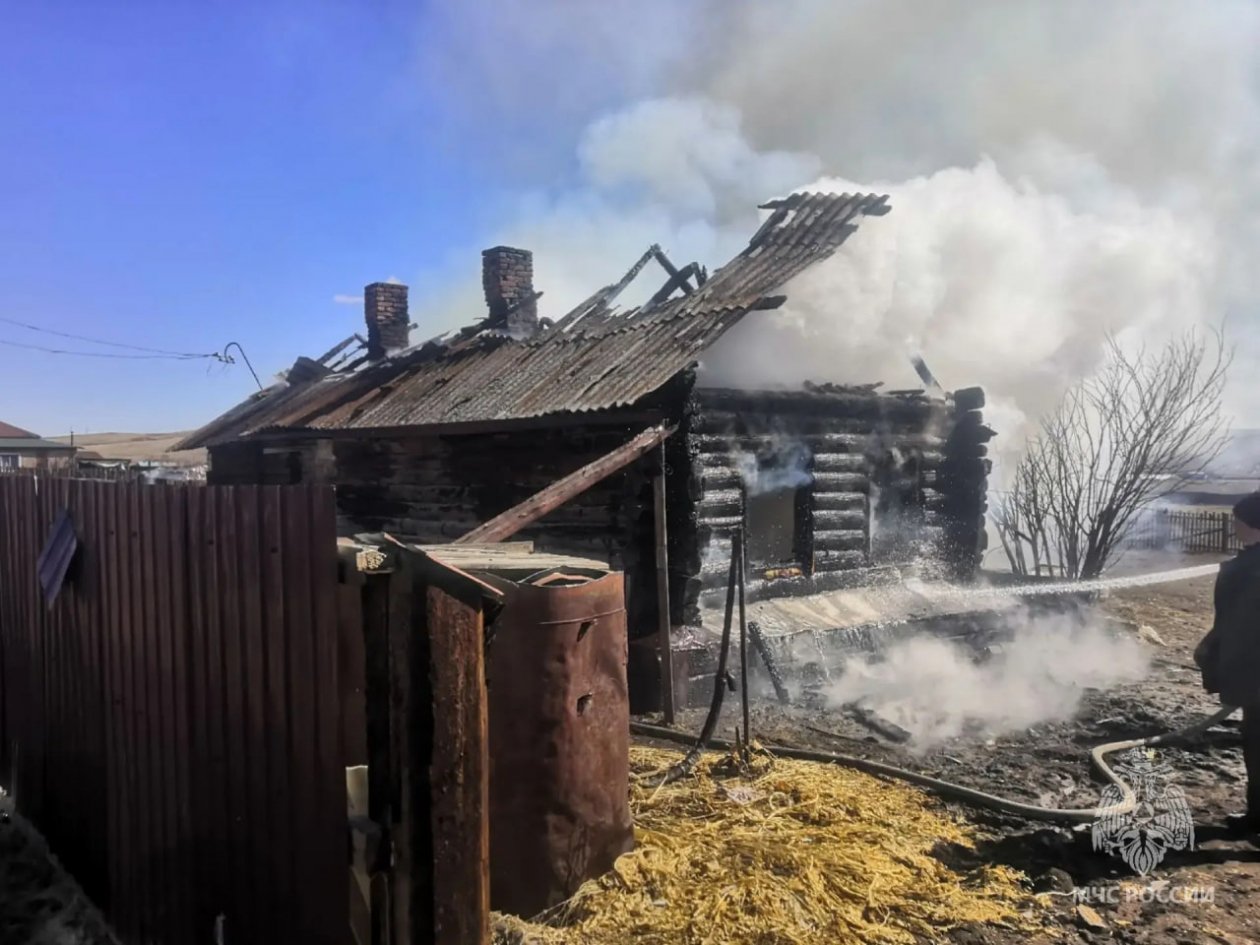 Место пожара пресс-службы ГУ МЧС по Забайкалью
