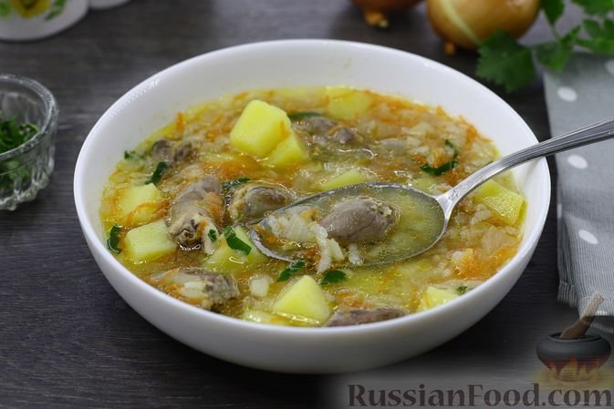 Наваристый суп с куриными сердечками и рисом: готовится за полчаса - простой и душевный вариант домашнего обеда russianfood.com