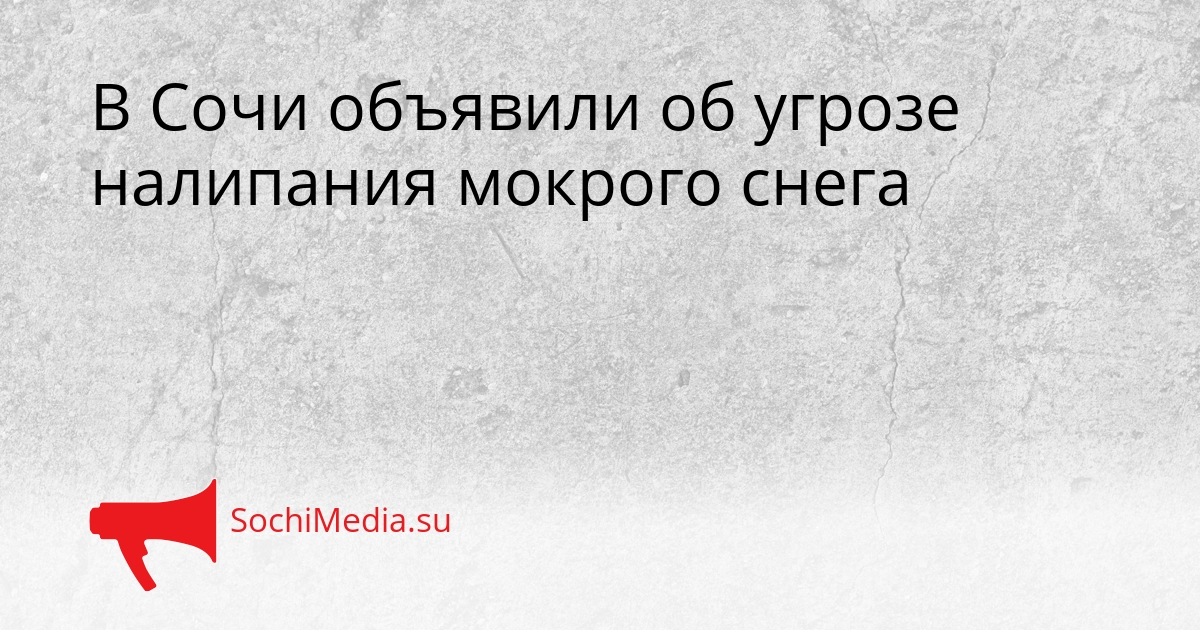 В Сочи объявили об угрозе налипания мокрого снега Сгенерировано