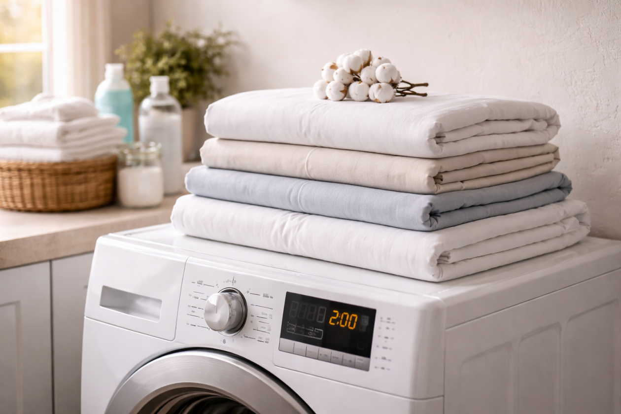 С помощью этих элементарных трюков при стирке постельное бельё становится мягче пёрышка Сгенерировано нейросетью