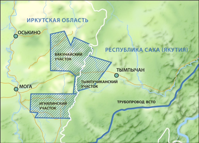 Карта холмогорского месторождения с номерами кустов