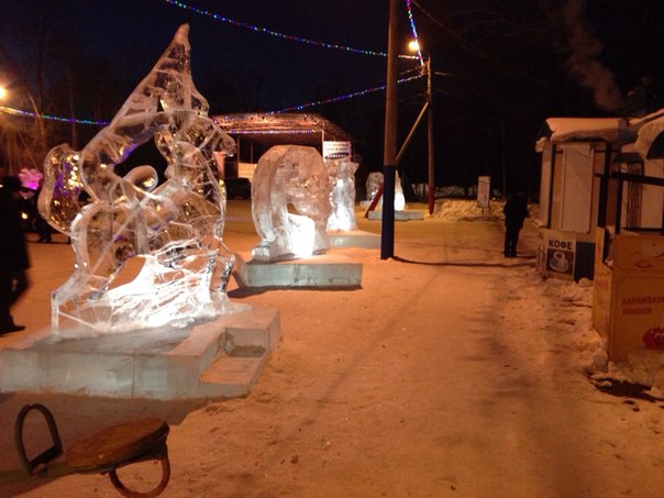 Ледовый городок в ночное время, Фото с места события из других источников