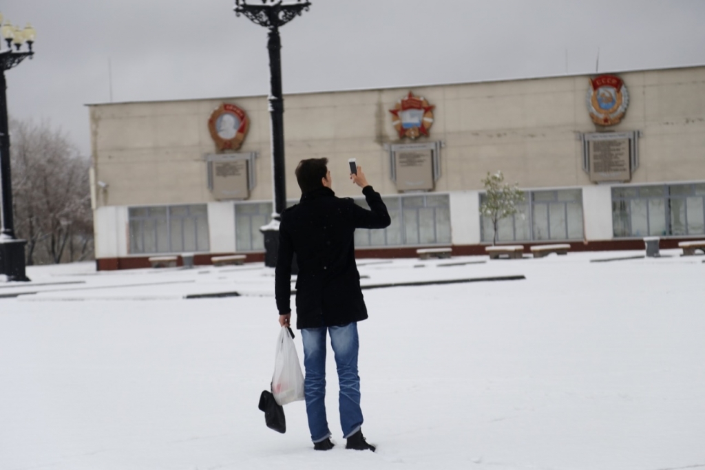 Снегопад обрушился на Хабаровск в разгар мая, Фото с места события собственное