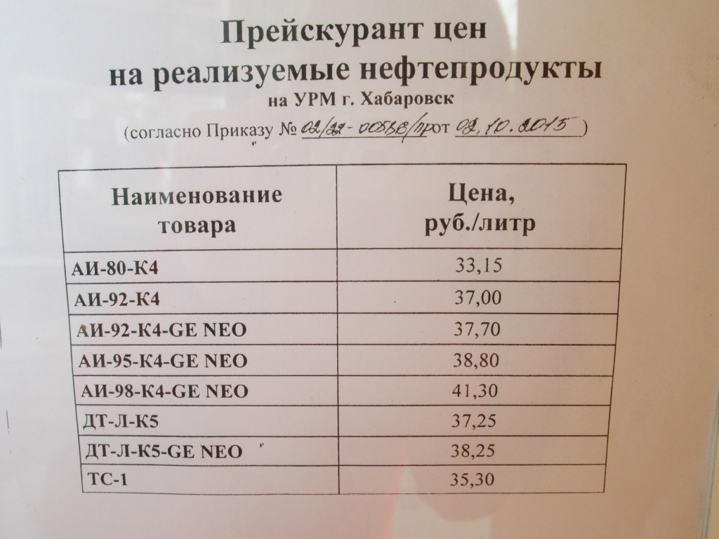 Бензин в Хабаровске подорожал на 40 копеек