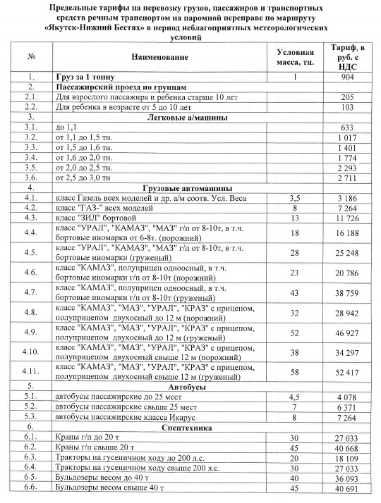 Тарифы перевозки в осенний период