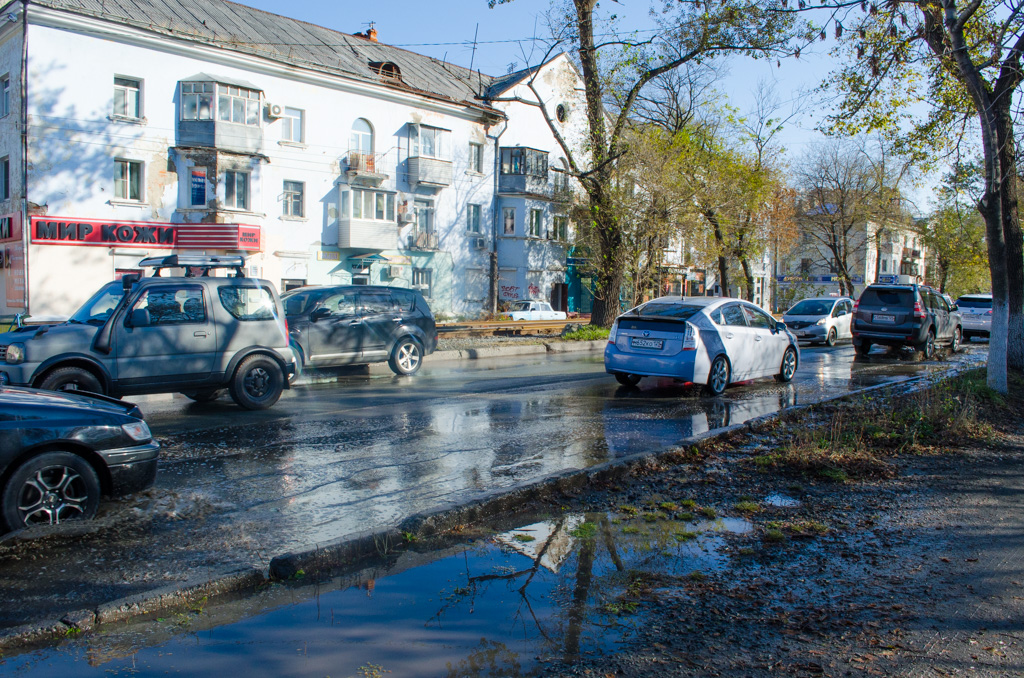 Залитая горячей водой трасса 