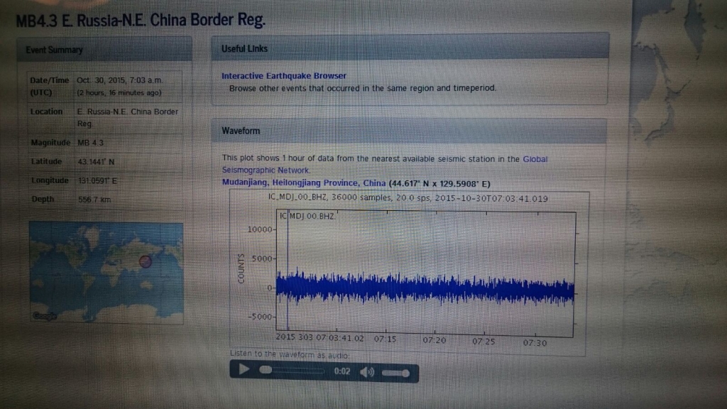 Данные о землетрясении в Китае