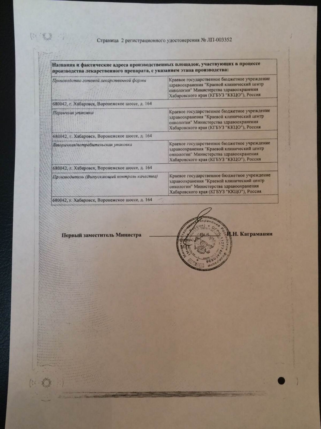 регистрационное удостоверение