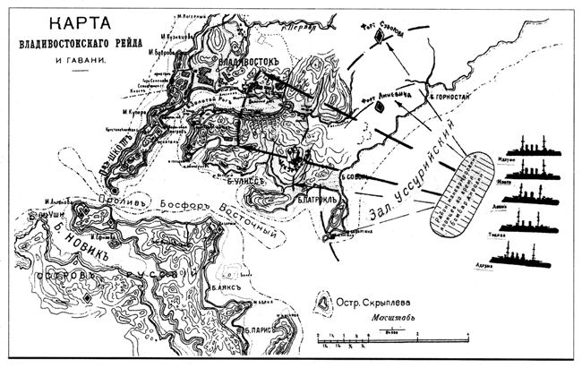Схема обстрела Владивостока японской эскадрой