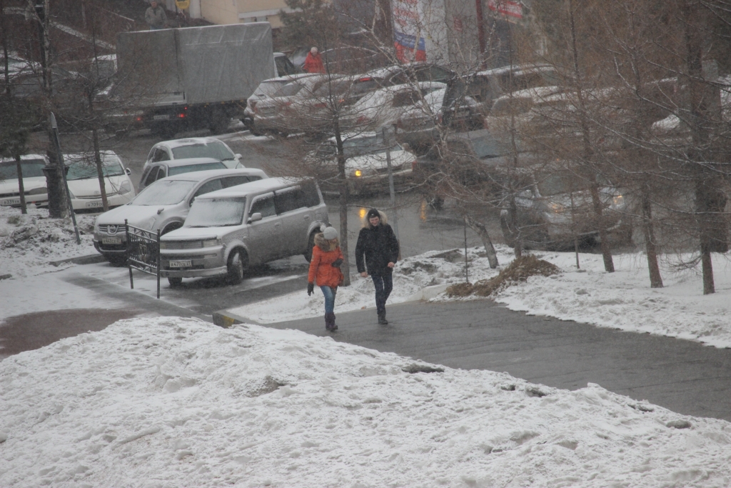 Мокрый снег принес в Хабаровск сегодня западный циклон