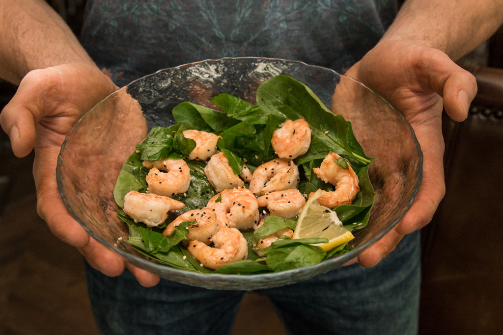 Креветки со шпинатом от Романа Лаврова