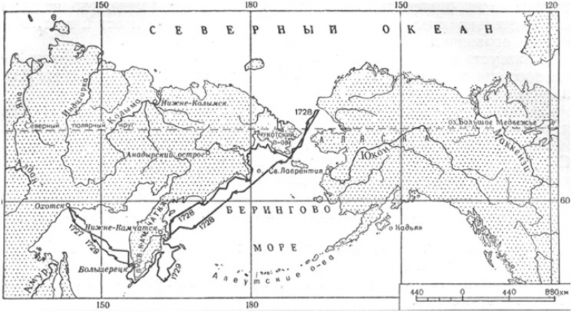 Плавание Беринга и Чирикова на "Св. Гаврииле" (1728-1729 гг.). : ru.wikipedia.org