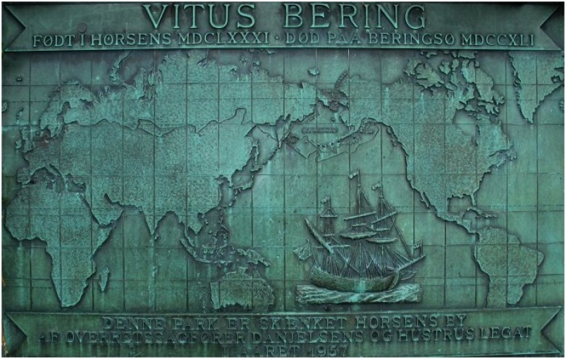 Карта плаваний Беринга из энциклопедии