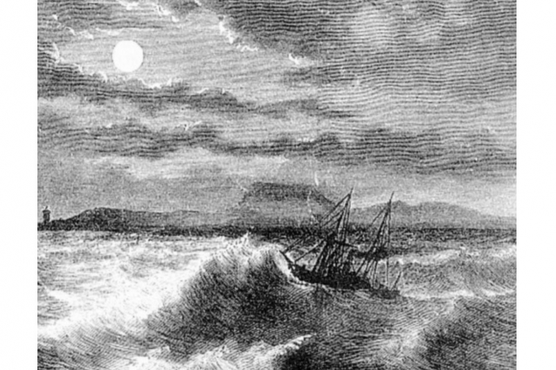Парусное судно "Америка" у северной – роковой – оконечности острова Гогланд из энциклопедии