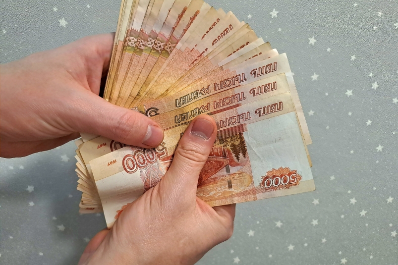 Деньги в руках Брютова Ольга