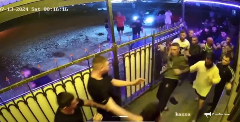 Потасовка на входе в клуб в Андреевке Скрин из видео с камер