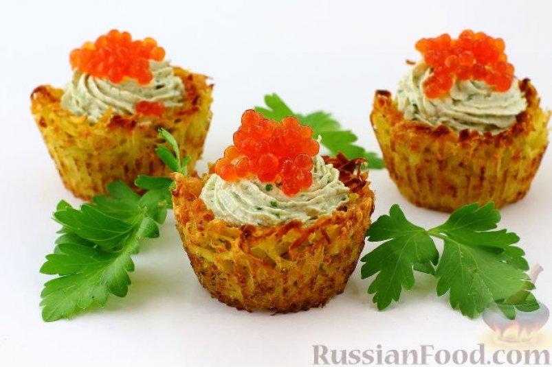 Картофельные корзинки с селедочным "кремом" russianfood.com