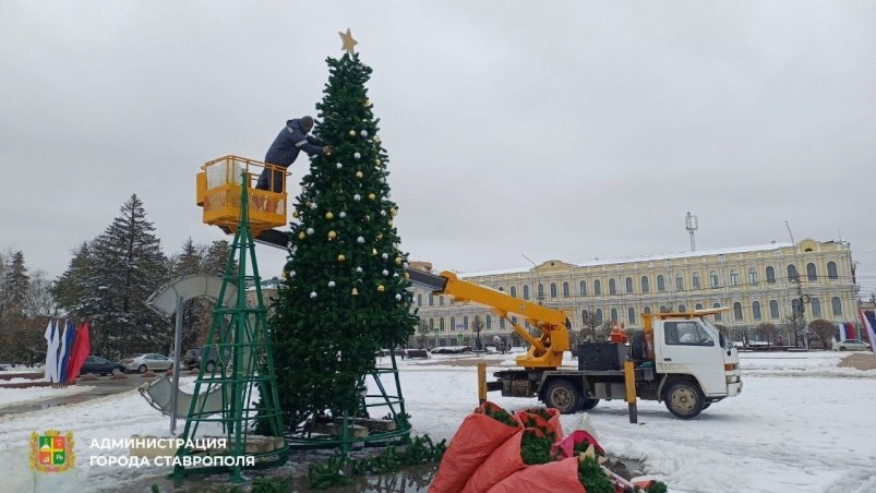 В городе демонтируют елочный лес Пресс-служба администрации Ставрополя