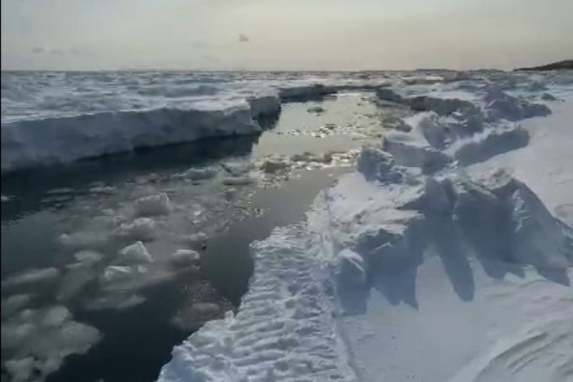 В Лесном оторвало льдину с рыбаками скриншот из видео