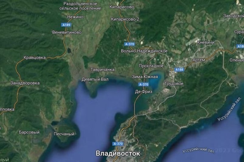 Карта Владивостока и Надеждинского района Скрин с карты