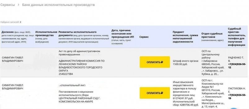 Скриншот сайта ФССП РФ (18+) ИА AmurMedia