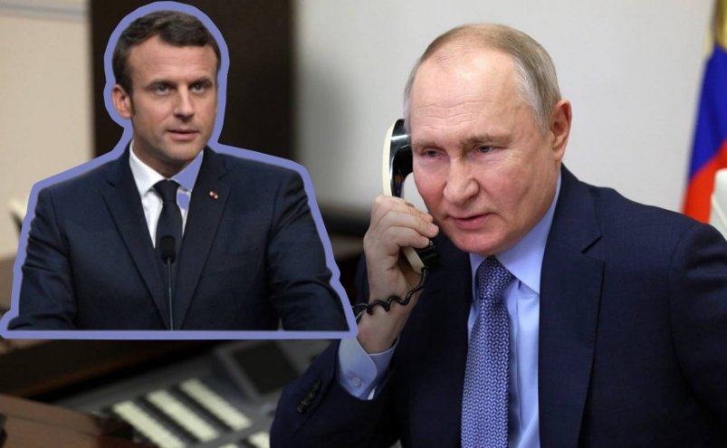 Президенты РФ и Франции Владимир Путин и Эммануэль Макрон Коллаж Kremlin.ru