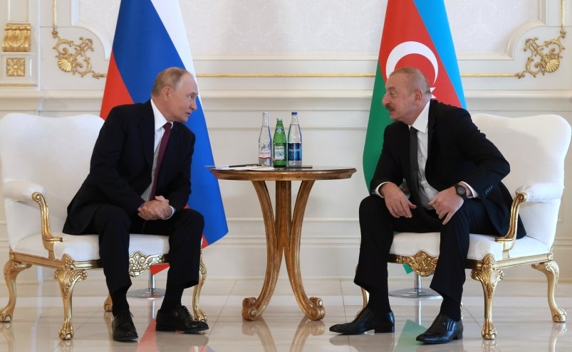 Президенты России и Азербайджана Владимир Путин и Ильхам Алиев Kremlin.ru