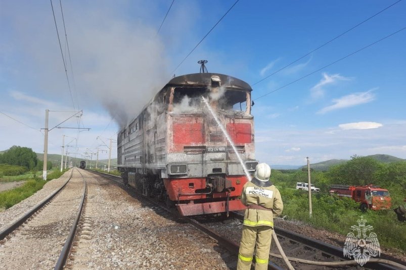 Пожар тепловоза ГУ МЧС России по Забайкалью