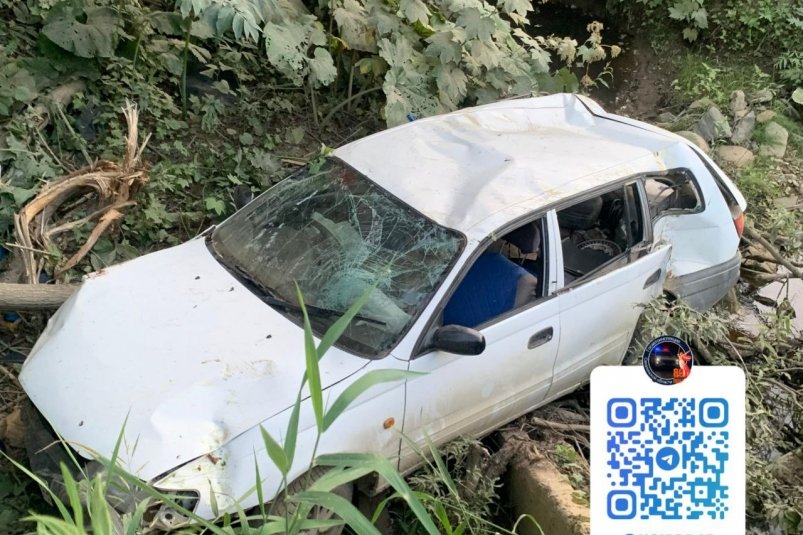 Водителя "Тойоты" занесло в кювет на дороге в Южно-Сахалинске УГИБДД УМВД России по Сахалинской области