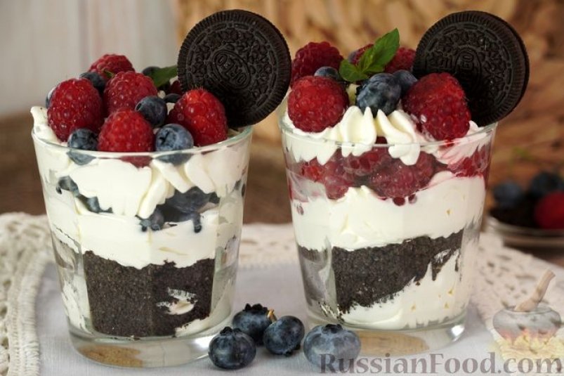 Освежающий трайфл с малиной и голубикой - десерт без выпечки russianfood.com