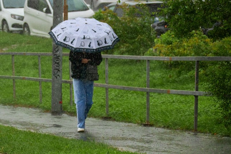 дождь, сильный дождь, ветер, лужи, люди под дождем, подземный переход затоплен Дмитрий Осипчук, ИА PrimaMedia.ru