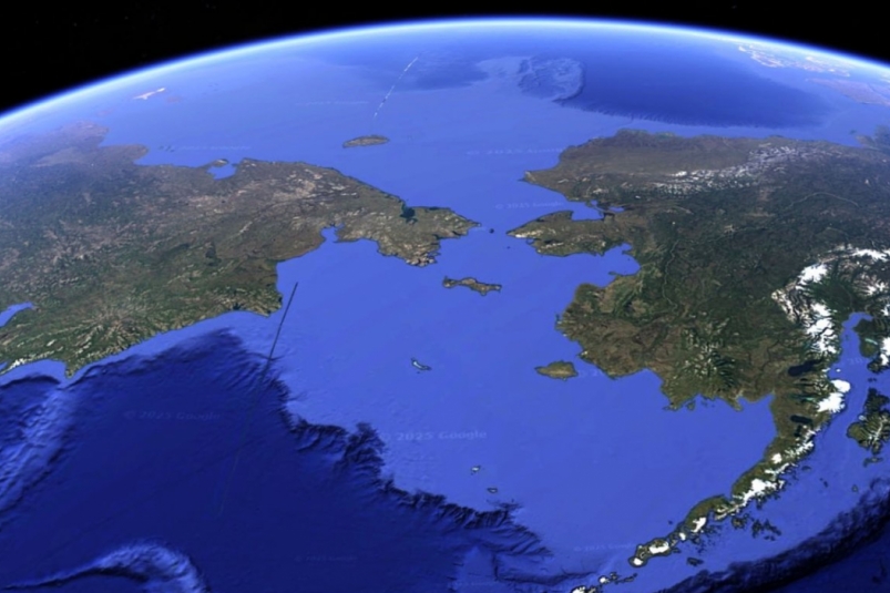 Россия и Америка очень близки. Ширина Берингова пролива — 86 км. Google Earth
