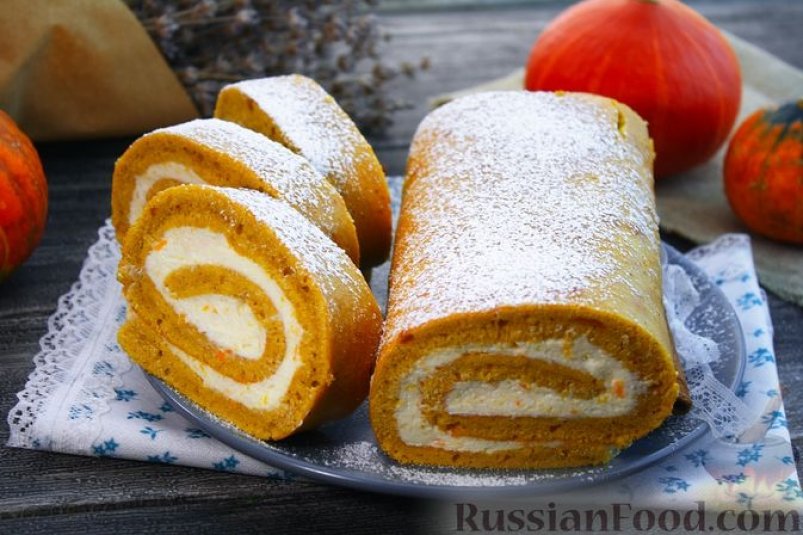 Тыквенный рулет с кремом russianfood.com