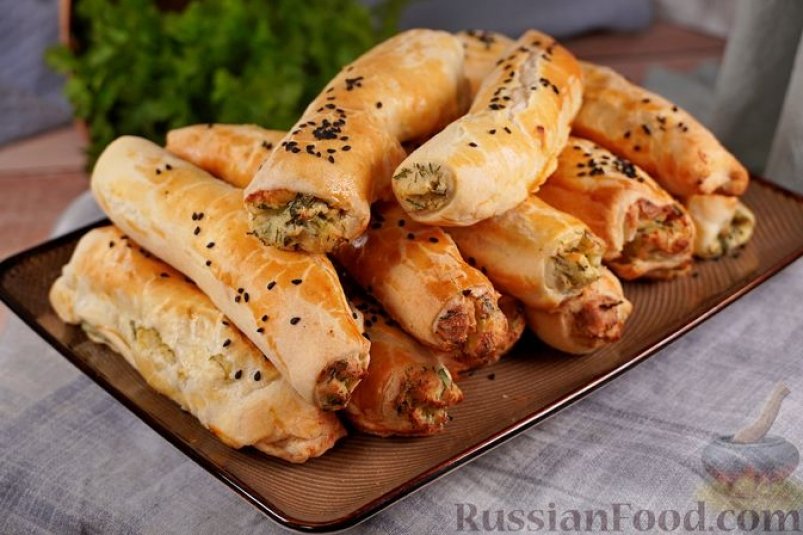 Слоёные трубочки с картофельным пюре и сыром russianfood.com