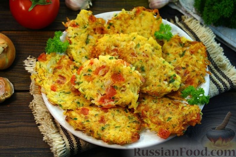 Драники из картошки с помидорами russianfood.com