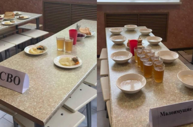 Фото с табличками на столах в столовой разошлись в соцсетях телеграм-канал (18+) Екатерины Мизулиной