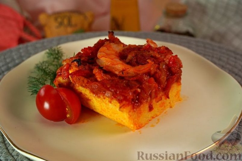 Запеканка из поленты с креветками и беконом russianfood.com