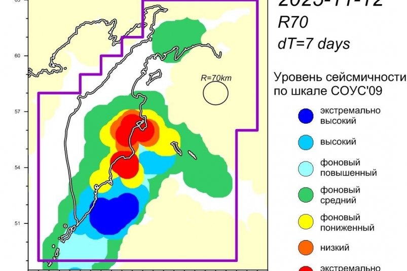 Уровень сейсмичности Камчатский филиал ФГБУН ФИЦ "Единая геофизическая служба Российской академии наук" (18+).