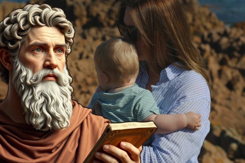Как Аристотель сказал такое про воспитание детей - сегодня за такое могут подать в суд коллаж ИИ Qwen (18+) и Kelsey Farish/unsplash