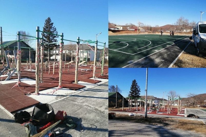 Благоустройство умной спортплощадки в Рудной Пристани идёт по плану пресс-служба ЕР