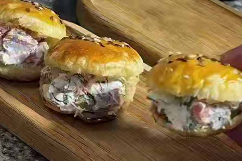 "Ракушки" с красной рыбой и творожным сыром: просто возьмите слоёное тесто - идеальная закуска на новогодний стол тг-канал "Рецепты 🧑‍🍳| Десерты Супы Закуски" (12+)