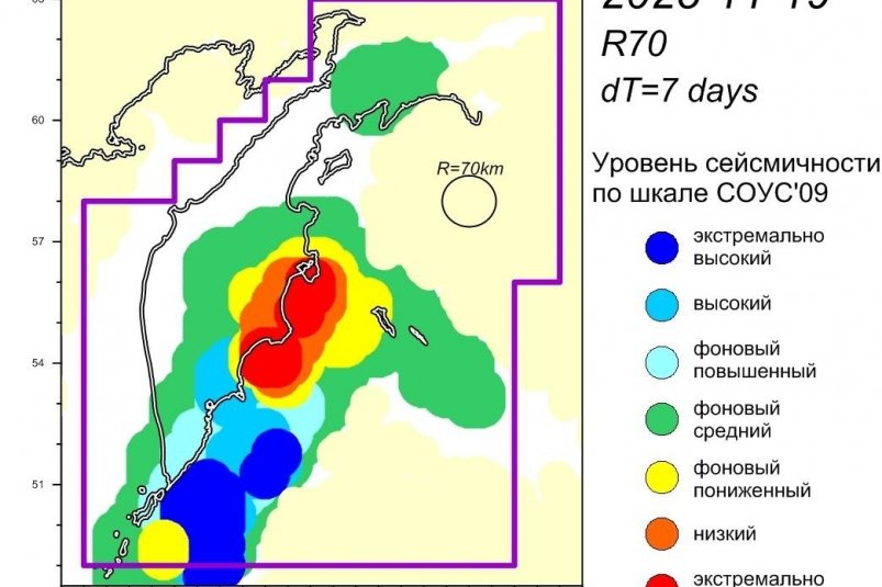 Уровень сейсмичности Камчатский филиал ФГБУН ФИЦ "Единая геофизическая служба Российской академии наук" (18+).