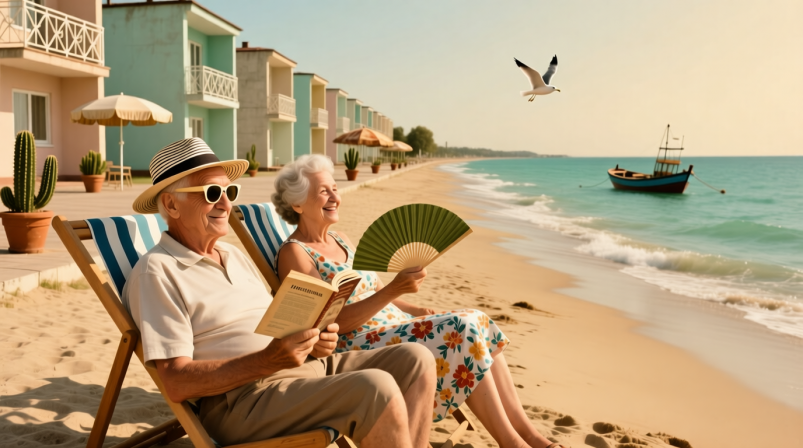 Курорт у моря для пенсионеров сгенерировано ИИ Qwenlm.ai (18+)