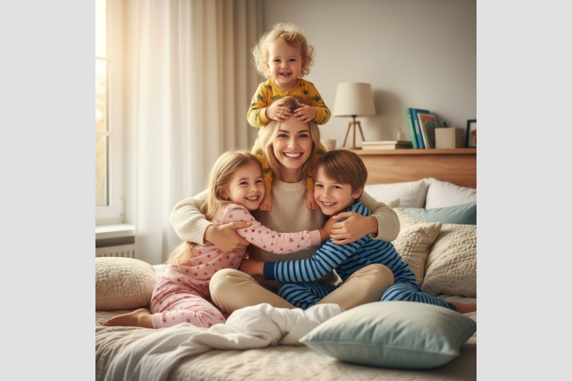 Счастливая мама со своими детьми Perplexity (12+)
