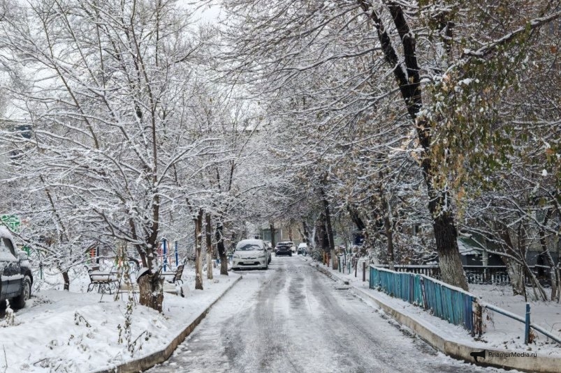 Глубокий западный циклон засыпал снегом Амурскую область Юлия Ожегова, ИА PriamurMedia