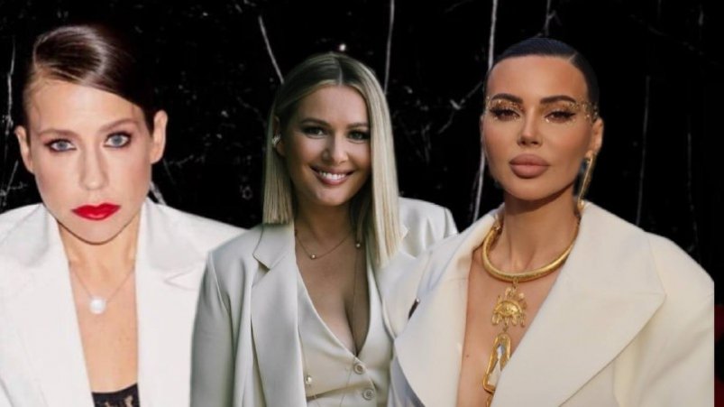 Юлия Барановская, Мария Кожевникова и Оксана Самойлова коллаж сгенерирован PrimaDonna.media на основе соцсетей знаменитостей