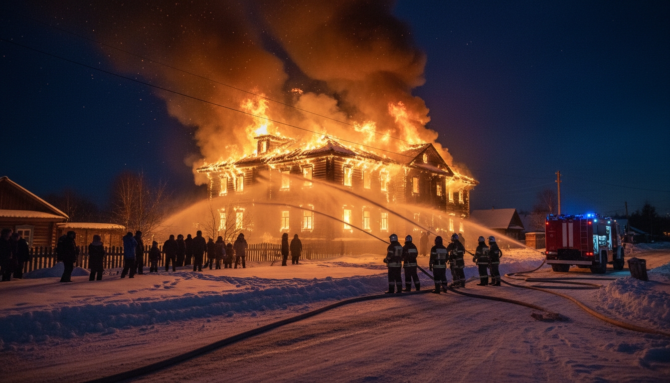 Пожар охватил общежитие рабочих в Слободке Сгенерировано