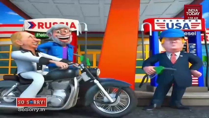 Мультфильм с Путиным и Моди показало индийское ТВ Скриншот видео India Today