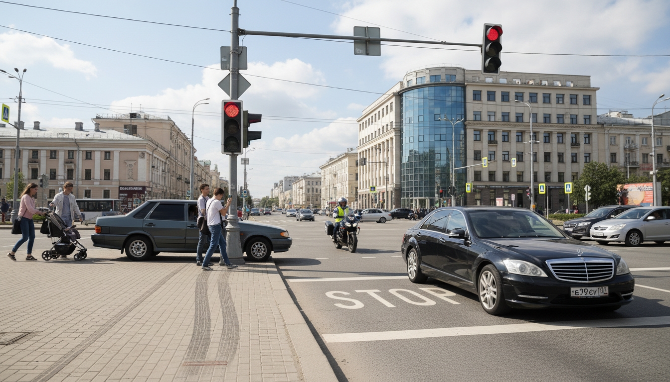 Водители в Петербурге едут по тротуарам и нарушают ПДД Сгенерировано