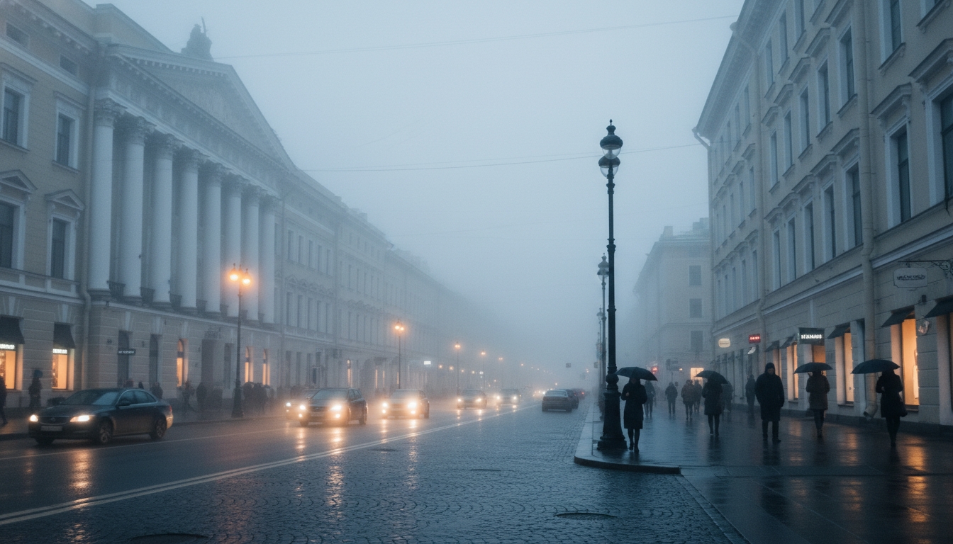 Петербург накрыл густой туман при необычной для декабря плюсовой температуре Сгенерировано